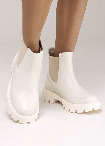 Зимние ботинки челси зимнее молочные кожаные Kento