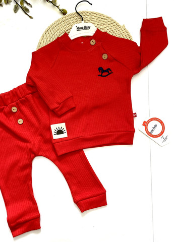 Красный демисезонный костюм в рубчик детский конек Murat baby