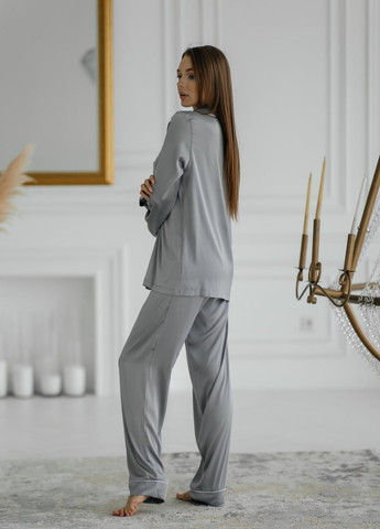 Серая женская пижама шелк армани jesika серого цвета р.l 380640 New Trend