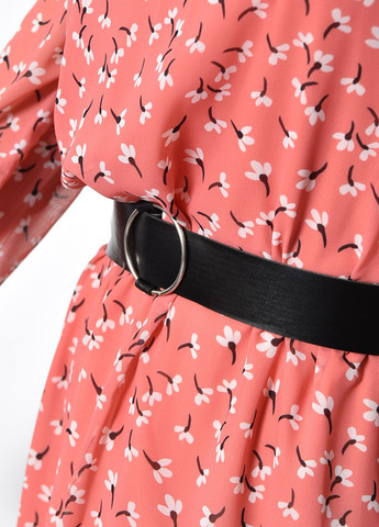 Темно-розовое кэжуал платье женское темно-розового цвета в цветочек баллон Let's Shop с абстрактным узором