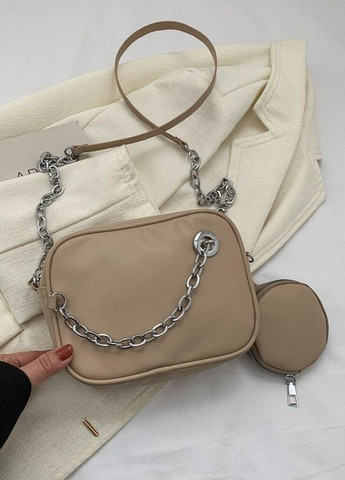 Женская классическая сумка 6550 кросс-боди через плечо бежевая No Brand (276070760)