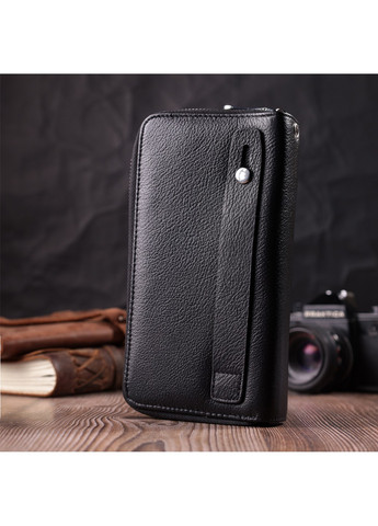 Чоловічий клатч на два відділення з натуральної шкіри 22531 Чорний st leather (278000971)