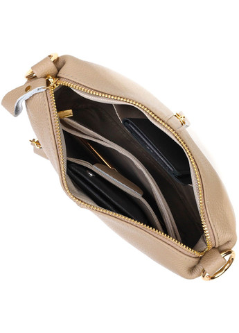 Практичная женская сумка через плечо из натуральной кожи 22084 Бежевая Vintage (260360878)