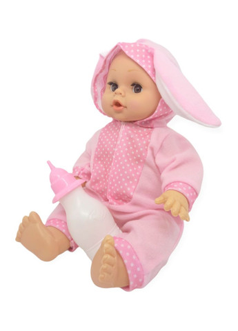 Пупс кукла говорящая плачущая смеющаяся в костюме зайчик 29,5 см Little baby с бутылочкой No Brand (273480967)