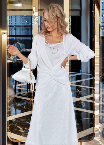 Біла блузи трикотажна блузка з топом (5318) Lemanta