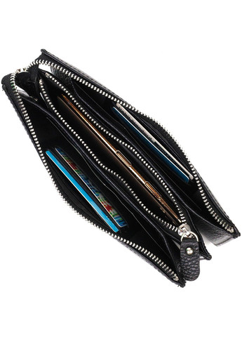 Цікавий клатч на два відділення з натуральної шкіри флотар 22047 Чорний Bond (262157971)