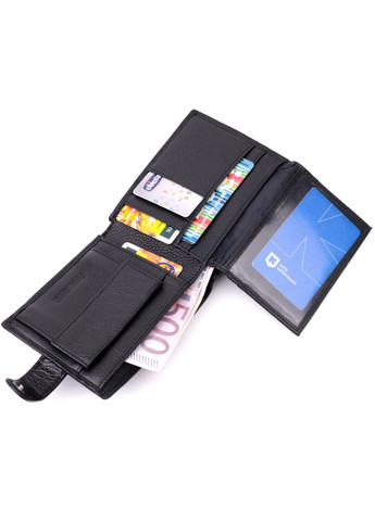 Мужской горизонтальный бумажник из натуральной кожи 22466 Черный st leather (278000975)