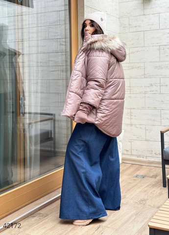 Коричневая зимняя теплая женская куртка Liton