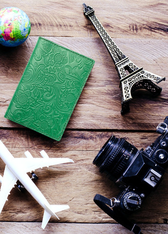 Кожаная Обложка Для Паспорта Villini 015 Цветы Зеленая Martec (259115815)