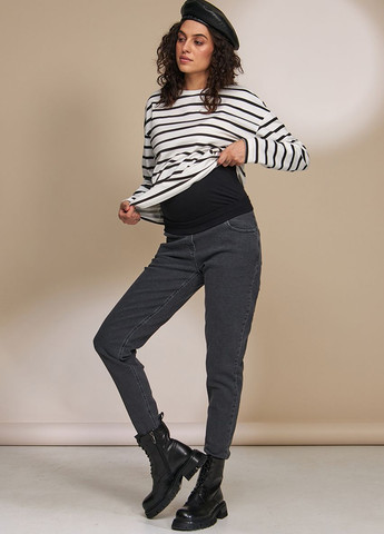Стильні чорно-сірі джинси для вагітних Mom slim Юла мама - (269340577)