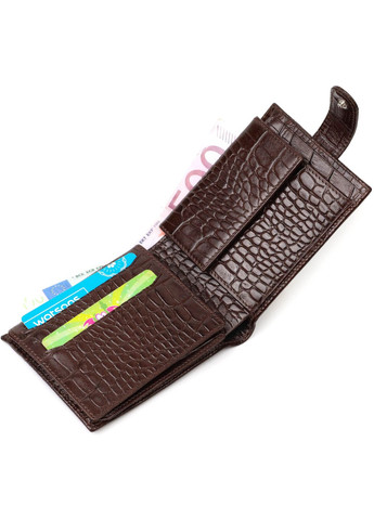 Функціональний невеликий гаманець для чоловіків з натуральної шкіри з тисненням під крокодила 21998 Коричневий Bond (262158000)