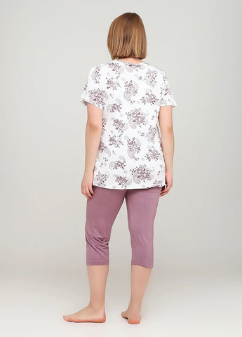 Белая всесезон піжама (футболка, бриджі) футболка + капри Cotpark