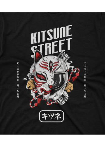 Черная футболка с принтом китсуне стрит No Brand