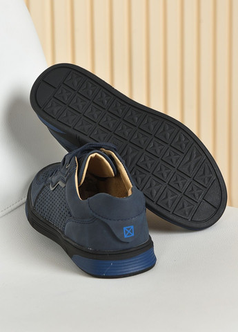 Темно-синие туфли детские мальчик темно-синего цвета со шнурками Let's Shop