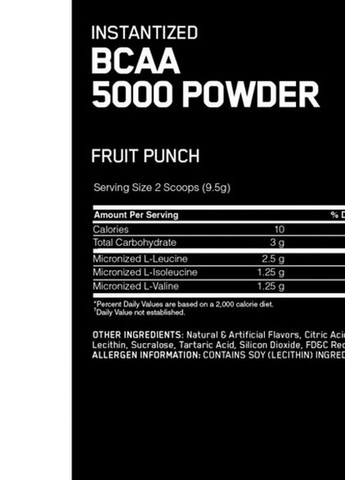 BCAA 5000 Powder 345 g /40 servings/ Unflavored Optimum Nutrition (257455660)