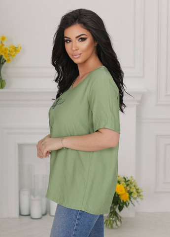 Зеленая футболка женская цвет оливка р.46/48 431853 New Trend