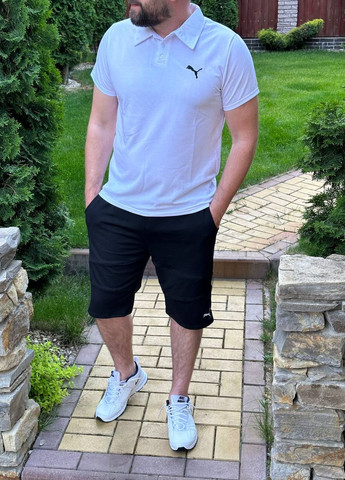 Белая футболка-спортивне поло з лого puma для мужчин Vakko однотонная