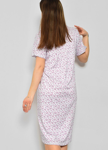 Ночная рубашка женская батальная белого цвета с цветочным принтом Let's Shop (277925694)