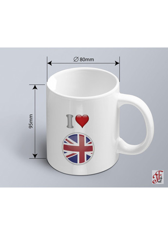 Чашка з принтом я люблю Великобританію з зображенням прапору Великобританія Англія (02010109020) ЗаСвіт (261333143)