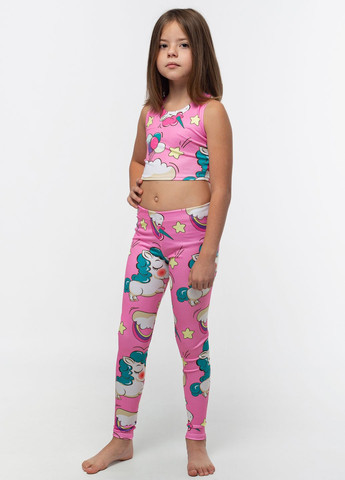 Спортивний комплект для дівчинки (топ + лосини) рожевий спортивний костюм для гімнастики Total Pro fitness (276399988)