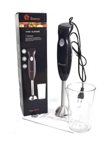 Ручной погружной блендер со стаканом Domotec 5102MS-400W кухонный измельчитель с двойным лезвием Черный (5102А) Good Idea (256664351)