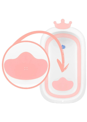 Складная компактная портативная ванночка с подушкой нескользящей отделкой для детей малышей (475162-Prob) Бело-розовая Unbranded (262596927)