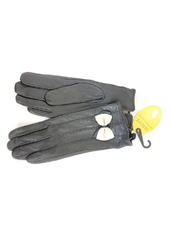 Женские кожаные перчатки чёрные 372s2 М Shust Gloves (261486882)