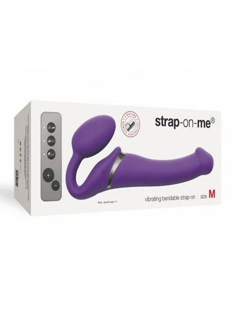 Безремінний страпон з вібрацією Vibrating Violet M, діаметр 3,3 см, пульт ДК, регульован Strap-On-Me (277235300)