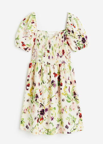 Комбинированное повседневный цветочное платье из трикотажа H&M с цветочным принтом