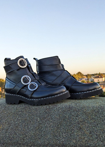 Трендові чорні черевики із натуральної шкіри на високій підошві INNOE ботинки (262886205)
