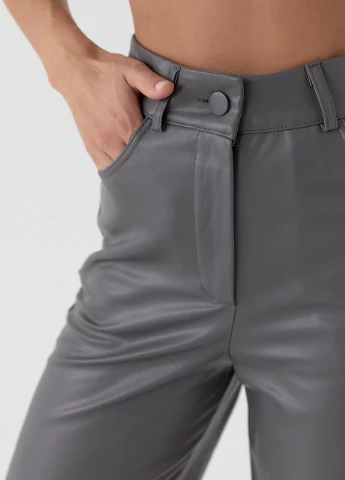 Женские кожаные брюки - серый Lurex (262810716)