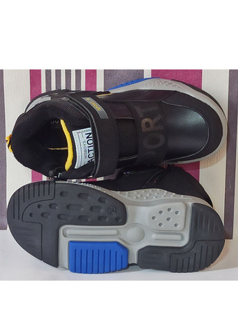 Черные повседневные осенние детские демисезонные ботинки для мальчика утепленные на флисе 55943вк р.32-20,3см Weestep