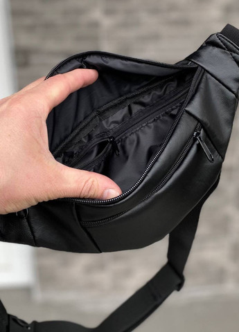 Мужская женская поясна сумка бананка черная экокожа Prime 32*14*6 (b40) No Brand (260026928)