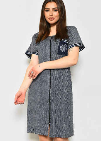 Халат жіночий напівбатальний темно-синього кольору з принтом Let's Shop (277925736)