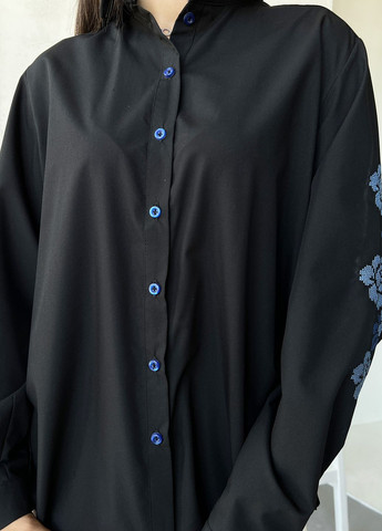 Черная кэжуал рубашка однотонная INNOE с длинным рукавом