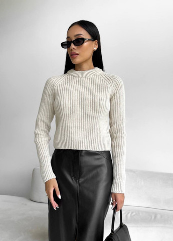 Жіночий светр із текстурним візерунком колір світло-бежевий р.42/46 441959 New Trend (263133760)