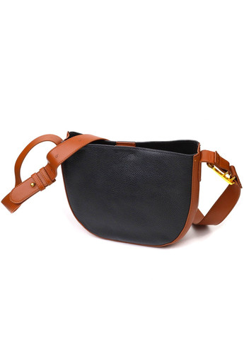 Жіноча напівкругла сумка крос-боді з натуральної шкіри 22093 Чорна Vintage (260360854)