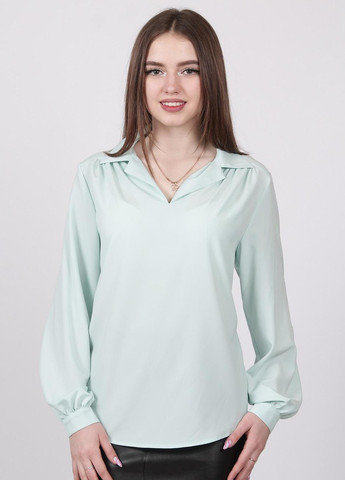 Світло-бірюзова демісезонна блузка жіноча 052 однотонний софт світло-бірюзова Актуаль