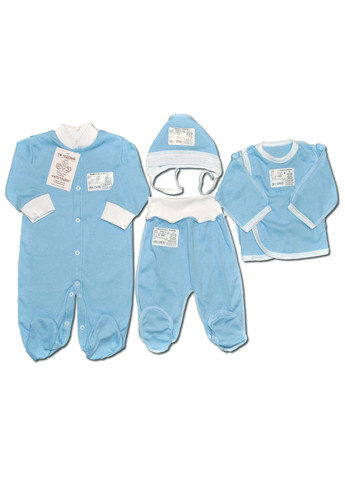 Блакитний демісезонний комплект одягу для малюка №5 (4 предмети) тм колекція капітошка блакитний Родовик комплект 05 - БХ