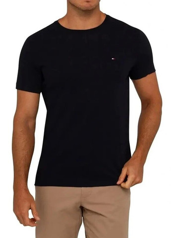 Черная футболка мужская с коротким рукавом Tommy Hilfiger Essential Cotton Tee Black