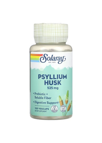 Псиллиум - Оболочка семян подорожника Psyllium Husk 525мг - 100 вег.капсул Solaray (274275394)