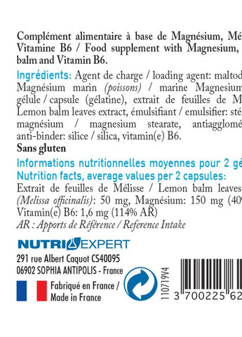 MAGNESIUM MARIN B6+ 60 Caps NUTRIEXPERT (258763210)