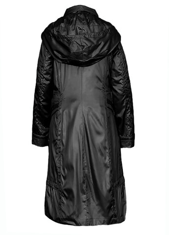 Чорна демісезонна куртка довга плащ-пальто демісезонне утеплене Mirage