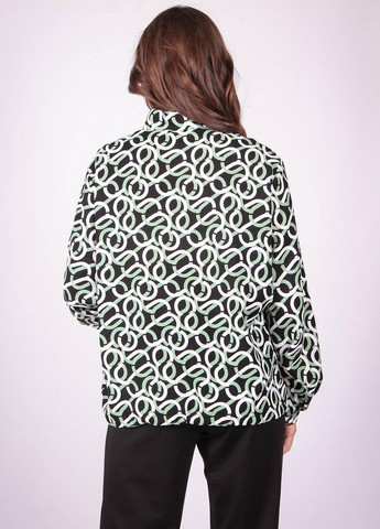 Черная демисезонная блузка женская 057 рисунок зеленые креп черная Актуаль