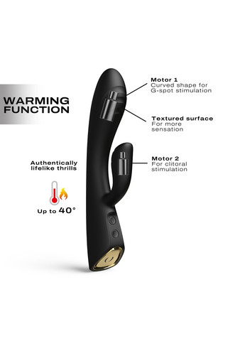 Вибратор-кролик с подогревом FLEXI RABBIT BLACK, гибкий ствол Dorcel (258470810)