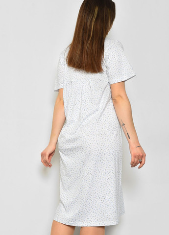 Нічна сорочка жіноча батальна білого кольору з квітковим принтом Let's Shop (277925733)