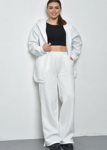 Спортивний костюм жіночий на флісі білого кольору Let's Shop (271813319)