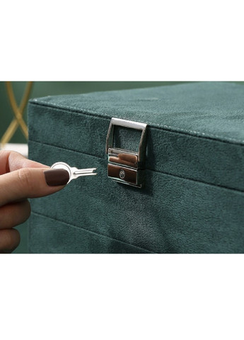 Скринька футляр ящик органайзер короб для коштовностей прикрас з ключем 11х24,5х18 см (476130-Prob) Зелена Unbranded (276773954)