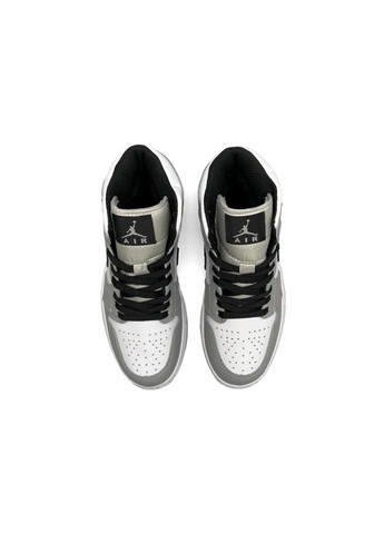 Серые зимние кроссовки женские, вьетнам Nike Air Jordan 1 High Gray White Black Fur