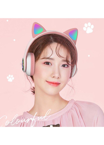 Наушники с кошачьими ушками Bluetooth Розовые No Brand stn-28 (260495666)